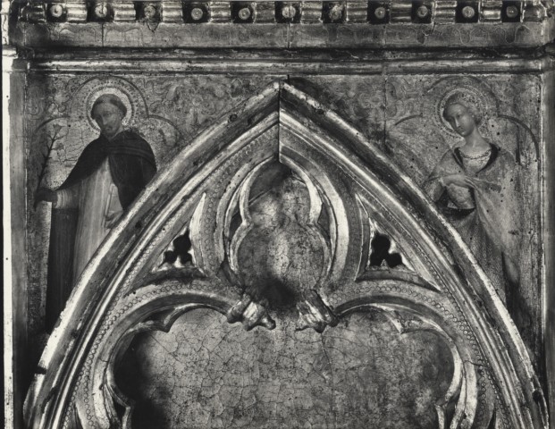 Anonimo — Stefano di Giovanni di Consolo da Cortona (Sassetta) - sec. XV - Pala della Madonna della Neve: San Domenico e santa Caterina da Siena — particolare